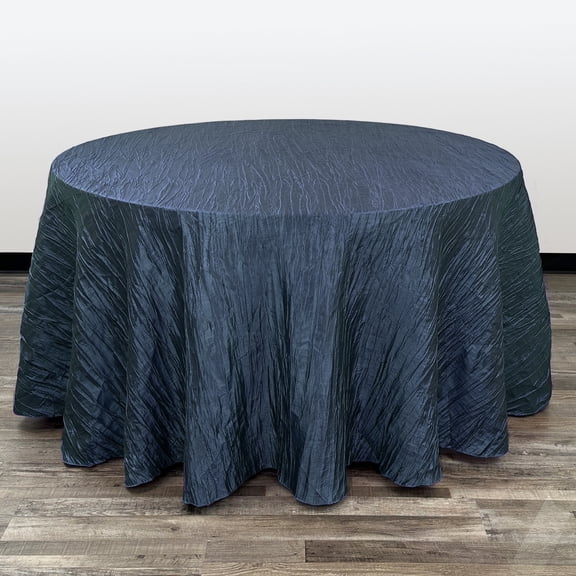 Your Chair Covers - Crinkle Taffeta Navy Blue Tablecloth (120 Inch) Round