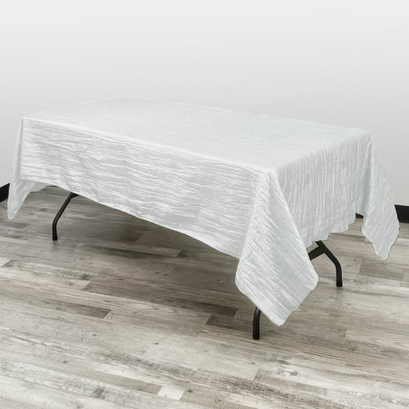 Your Chair Covers - Crinkle Taffeta Rectangular Tablecloths in White (60 x 102 in.)