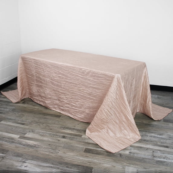 YCC Linens - Crinkle Taffeta Tablecloths 90 x 132 in. Rectangular Blush for all events, Wedding, Parties