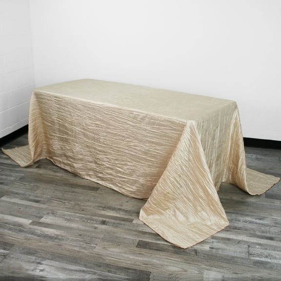 Your Chair Covers - Crinkle Taffeta Tablecloths 90 x 132 in. Rectangular Champagne for all events, Wedding, Parties