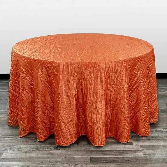 Your Chair Covers - Crinkle Taffeta Terracotta Tablecloth (120 Inch) Round