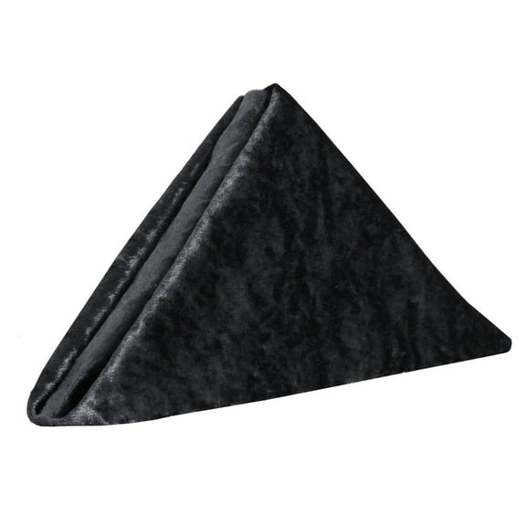 Your Chair Covers - Crushed Velvet Napkins Black 20 in. (10 Pack) Reusable and washable