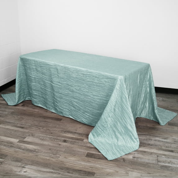 Your Chair Covers - Dusty Blue 90 x 156 inch Rectangular Crinkle Taffeta Tablecloth for Restaurants, Weddings, Dinner or Birthday Parties