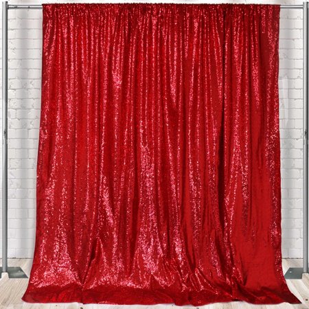 YCC Linens - Glitz Sequin on Taffeta Drape/Backdrop 10 ft x 104 Inches Red