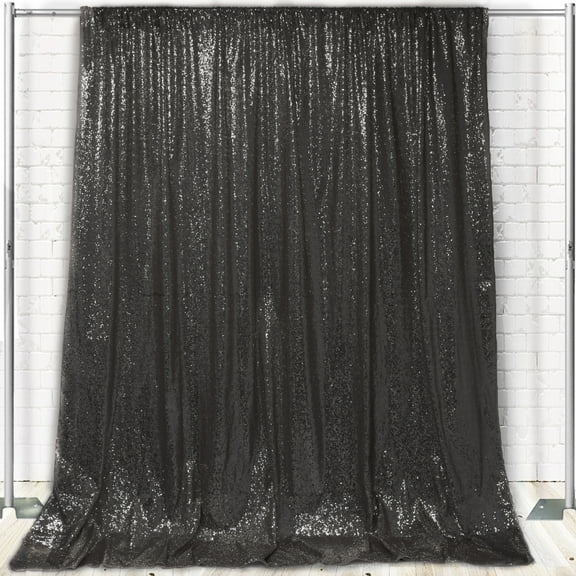 Your Chair Covers - Glitz Sequin on Taffeta Drape/Backdrop 14 ft x 104 Inches Black