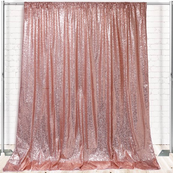 YCC Linens - Glitz Sequin on Taffeta Drape/Backdrop 14 ft x 104 Inches Blush