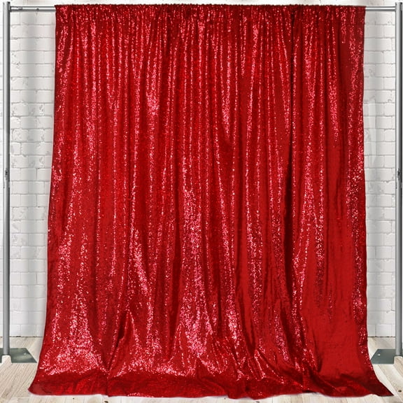 Your Chair Covers - Glitz Sequin on Taffeta Drape/Backdrop 8 ft x 104 Inches Red