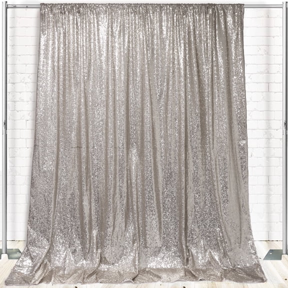 Your Chair Covers - Glitz Sequin on Taffeta Drape/Backdrop 8 ft x 104 Inches Silver