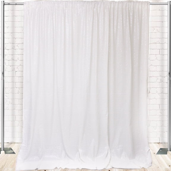 Your Chair Covers - Glitz Sequin on Taffeta Drape/Backdrop 8 ft x 104 Inches White