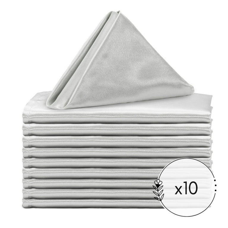 Your Chair Covers - Silver 20 Inch (10 Pack) Satin Cloth Napkins for all  events, Easy washable