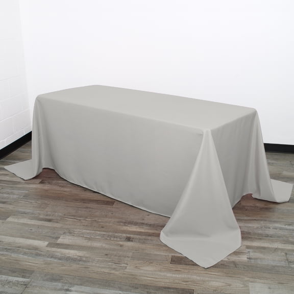 Your Chair Covers - Silver Rectangular Polyester Tablecloth (90x132 In.) - Durable