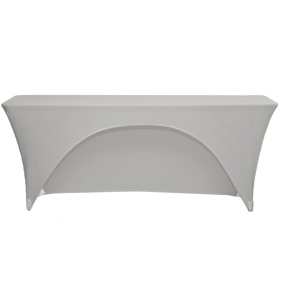 Your Chair Covers - Spandex 6 Ft x 18 Inches Open Back Rectangular Table Cover Silver for Wedding, Party, Birthday, Patio, etc.
