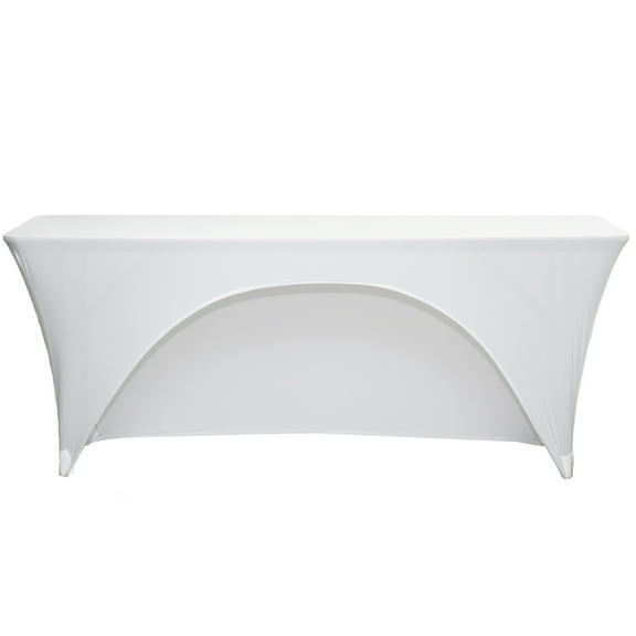 Your Chair Covers - Spandex 6 Ft x 18 Inches Open Back Rectangular Table Cover White for Wedding, Party, Birthday, Patio, etc.