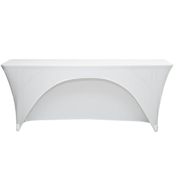 Your Chair Covers - Spandex 6 Ft x 18 Inches Open Back Rectangular Table Cover White for Wedding, Party, Birthday, Patio, etc.