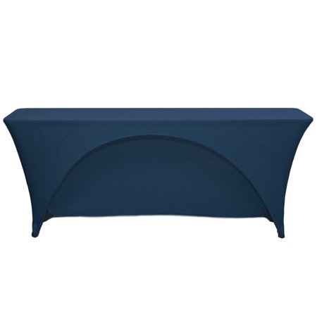 YCC Linens - Spandex 8 Ft x 18 Inches Open Back Rectangular Table Cover Navy Blue for Wedding, Party, Birthday, Patio, etc.