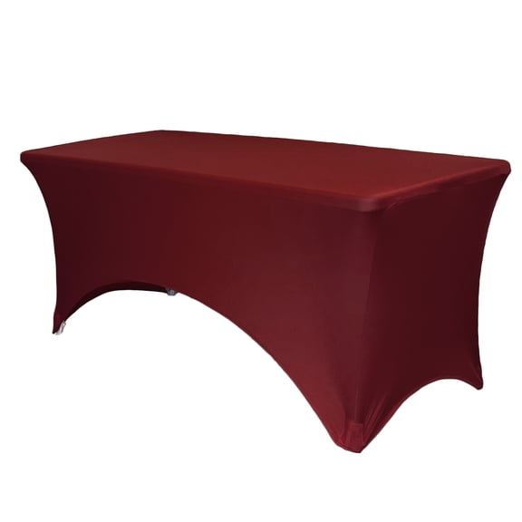 Your Chair Covers - Stretch Spandex 4 ft Rectangular Table Cover Burgundy