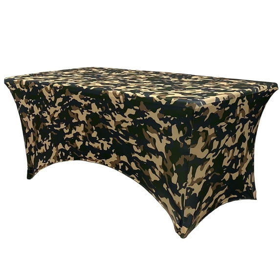 Your Chair Covers - Stretch Spandex 4 ft Rectangular Table Cover Camouflage/Army