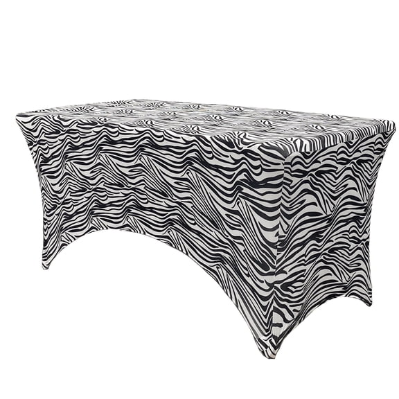 Your Chair Covers - Stretch Spandex 4 ft Rectangular Table Cover Zebra
