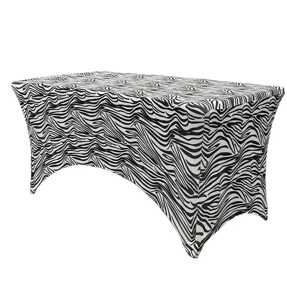 Your Chair Covers - Stretch Spandex 4 ft Rectangular Table Cover Zebra