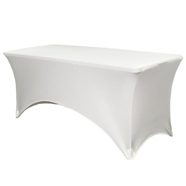 Your Chair Covers - Stretch Spandex 5 ft Rectangular Table Cover White for Wedding, Party, Birthday, Patio, etc.