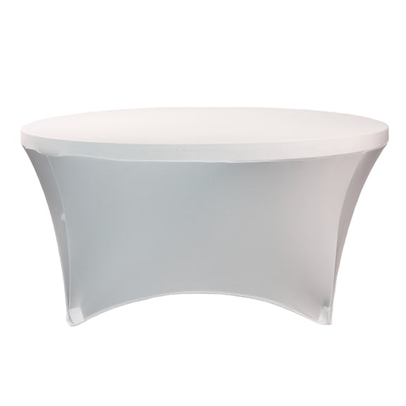 Your Chair Covers - Stretch Spandex 5 ft Round Table Cover White for Wedding, Party, Birthday, Patio, etc.