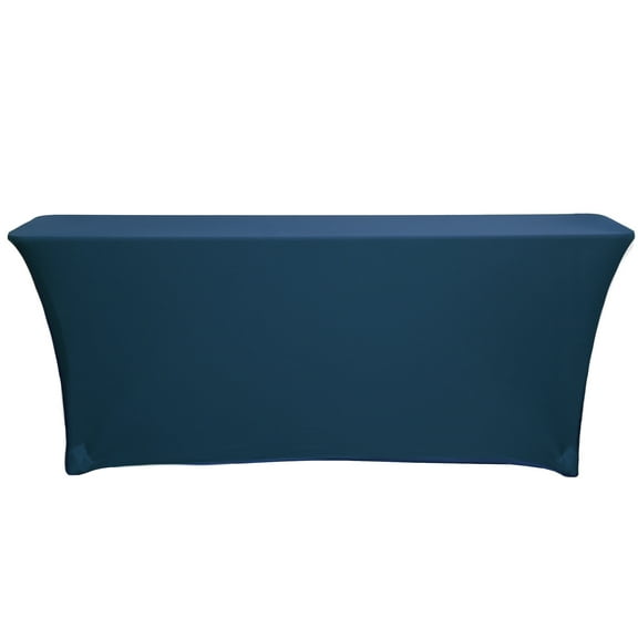 Your Chair Covers - Stretch Spandex 6 ft x 18 Inches Classroom Rectangular Table Cover Navy Blue