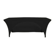 Your Chair Covers - Stretch Spandex 8 Ft Open Back Rectangular Table Cover Black for Wedding, Party, Birthday, Patio, etc.