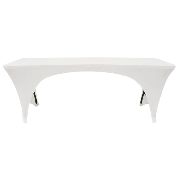 Your Chair Covers - Stretch Spandex 8 Ft Open Sides Rectangular Table Cover White for Wedding, Party, Birthday, Patio, etc.