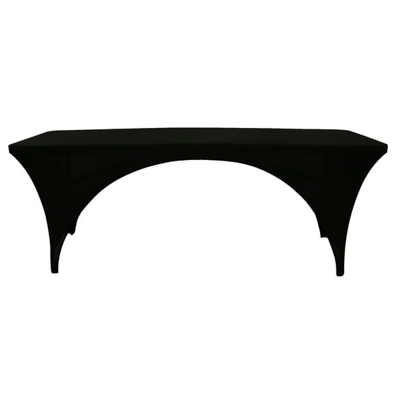 Your Chair Covers - Stretch Spandex 8 ft Open Sides Rectangular Table Cover Black