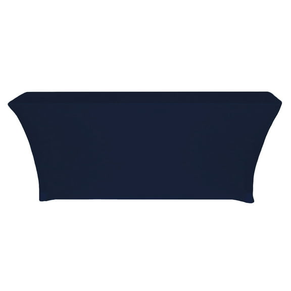 Your Chair Covers - Stretch Spandex 8 ft x 18 Inches Rectangular Classroom Table Cover Navy Blue