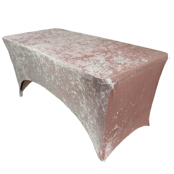 Your Chair Covers - Velvet Spandex 8 Ft Rectangular Table Cover Blush