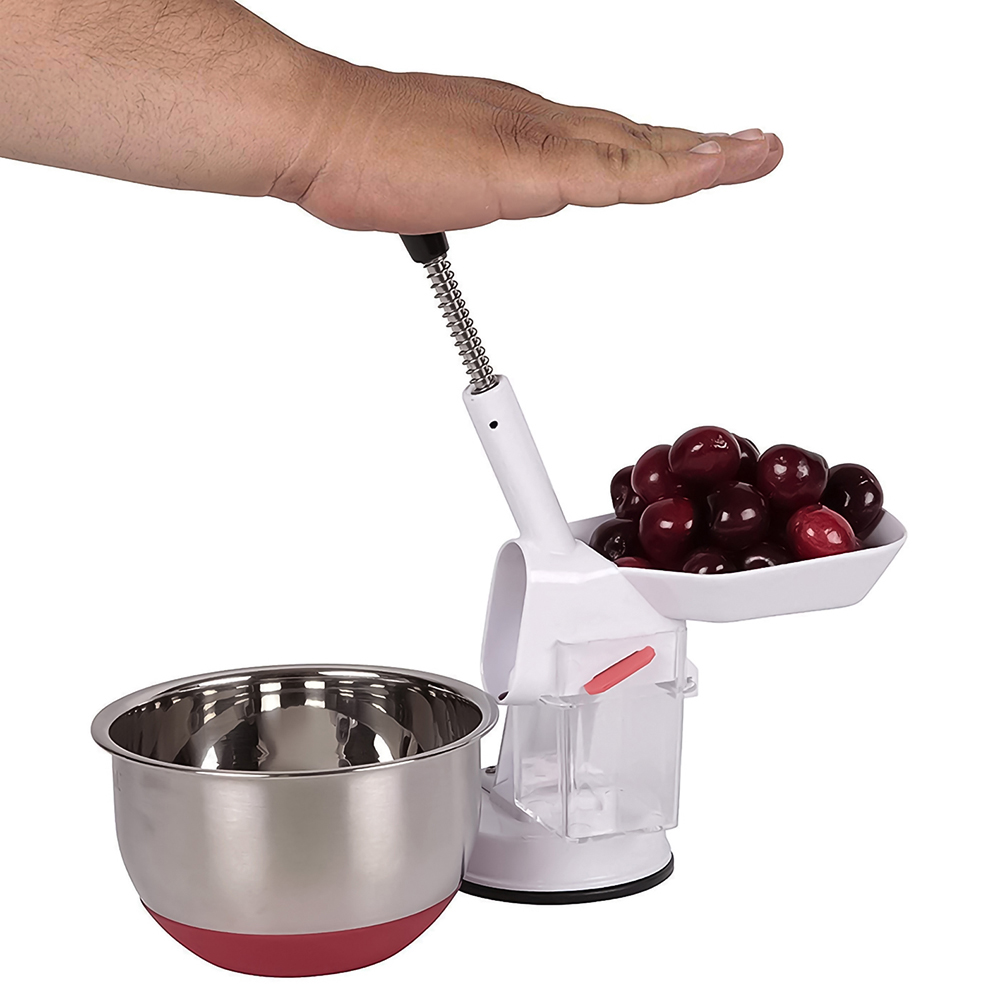 Your Choice Kitchen Cherry and Olive Pitter with Non-Slip Base, Spring loaded hole puncher, and transparent base. - image 1 of 3