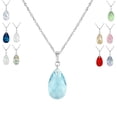 thumbnail image 1 of Your Choice of Color Small Austrian Crystal Teardrop Sterling Silver Rope Chain Necklace - Aquamarine Blue, 1 of 3
