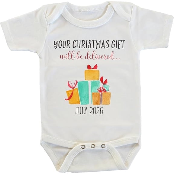 Your Christmas Gift Will Be Delivered Baby Pregnancy Reveal Onesie Parents Grandparents Family (July 2026)