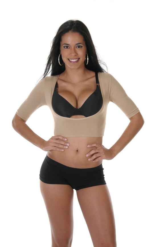 Nude Bolero Short Sleeve ARM Shapewear Tank, Slimming Arm Shaper Crop Top, Cami Shaper with Short Sleeve