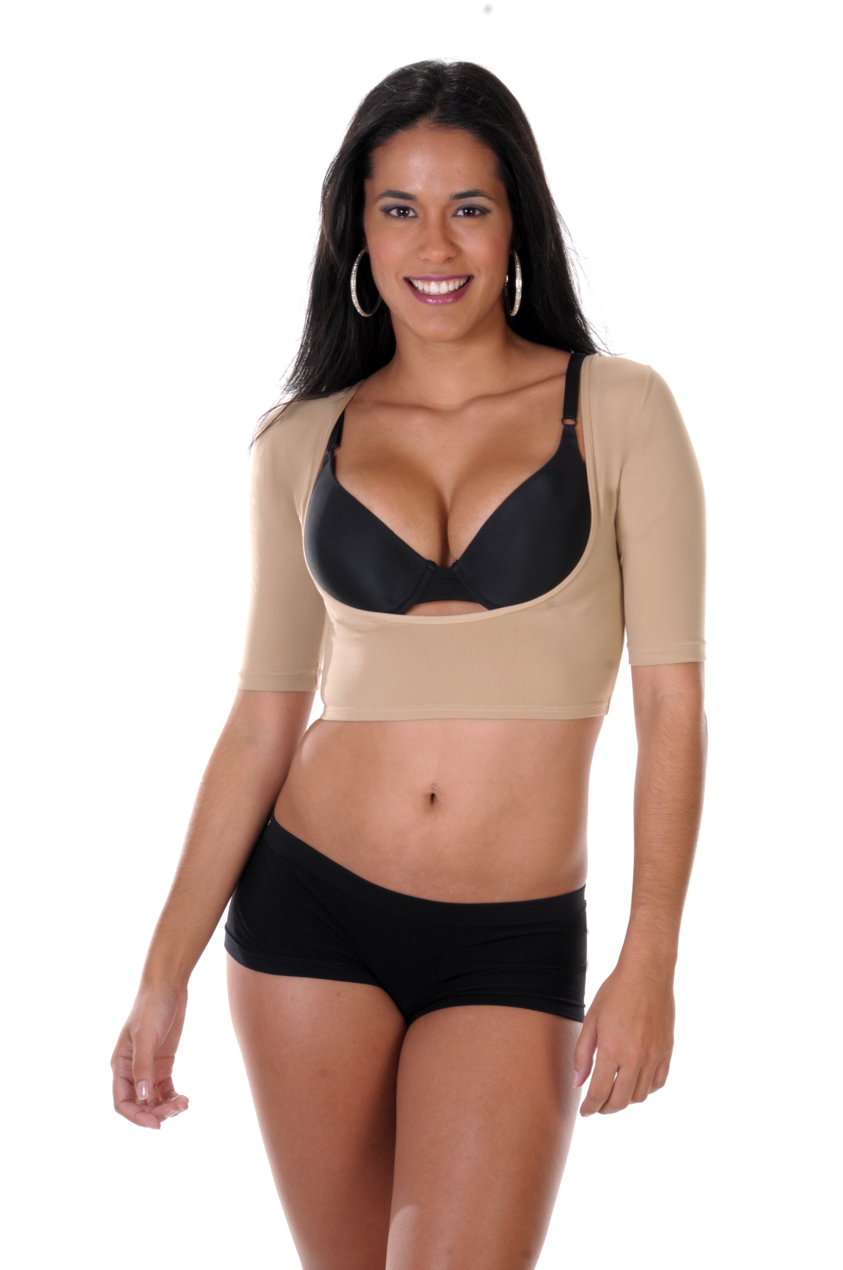 Your Contour Nude Bolero Short Sleeve Arm Shapewear Tank, Slimming Arm Shaper Crop Top, Cami Shaper with Short Sleeve