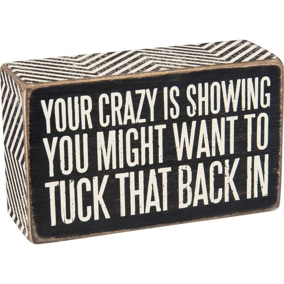 Primitives by Kathy Word Box Sign, 5" x 3" x 1.75", Tuck in Crazy