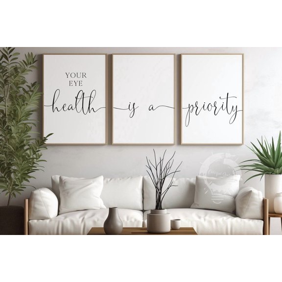 Your Eye Health Is A Priority Wall Art Print Set, Optometry Clinic Decor