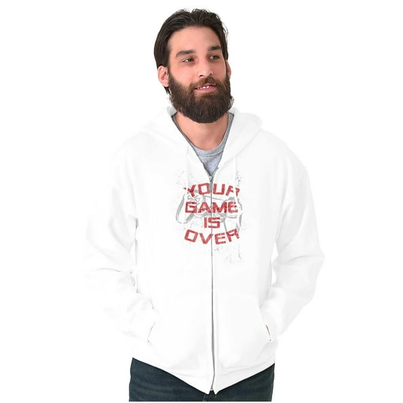Your Game Is Over Saying Cute Gamer Men's Big & Tall Graphic Zip Up Hoodie Brisco Brands 2X
