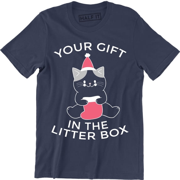 Your Gift In The Litter Box Little Cute Funny Cat Christmas Men T-Shirt
