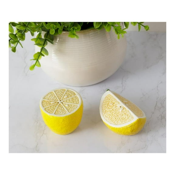 Your Heart's Delight Lemon Salt & Pepper Shaker Set, Yellow, Dolomite