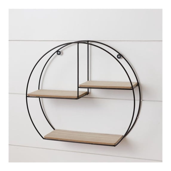 Your Heart's Delight Metal Circle Wall Shelf, Black, Iron
