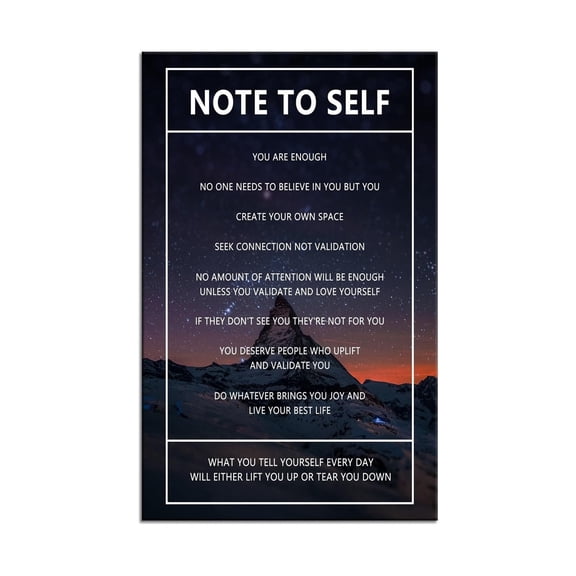 Your Journey Canvas Wall Art, Snowy Peaks Under Northern Lights Poster, Inspirational Note to Self Print for Home Office and Bedroom