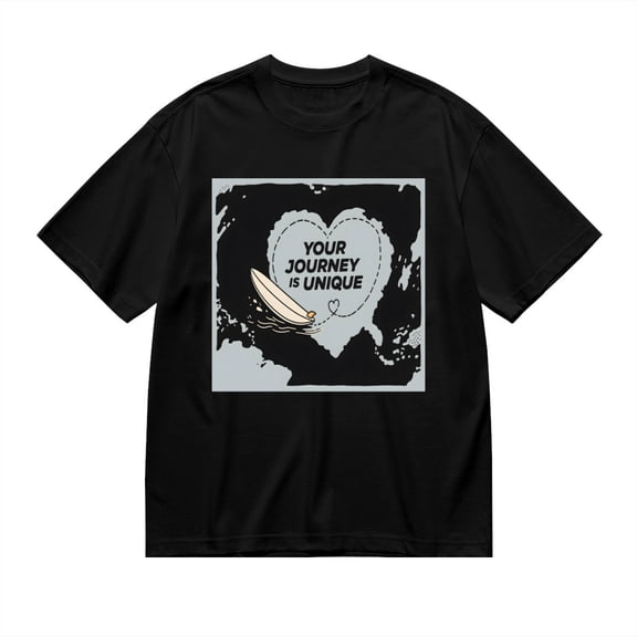 Your Journey Is Unique, Heart-Shaped Surfboard Print, Vintage T Shirt, Cotton T-Shirt for Men, 23483300,XL