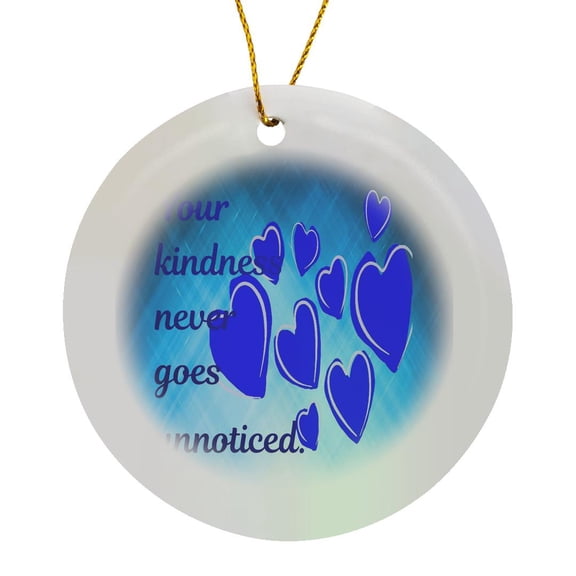 3drose, Your Kindness Never Goes Unnoticed Blue Heart Emoji-style Greeting, Circle Porcelain Ornament
