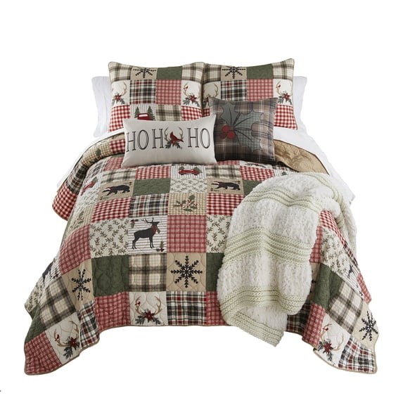 Your Lifestyle Holly Forest 3PC Queen Pieced Cotton Quilt Set