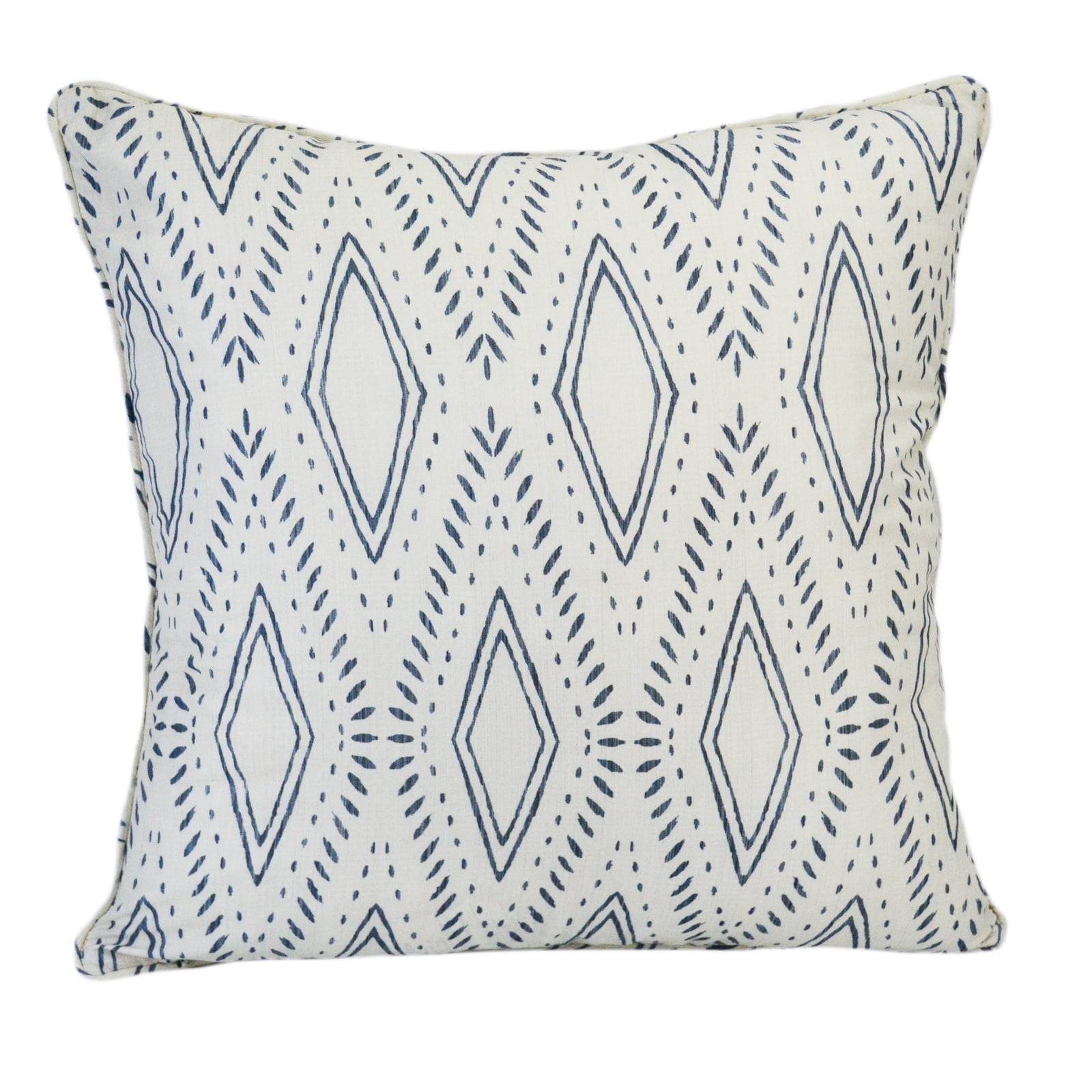 Ivory and Blue Ikat Diamond 18" Square Pillow