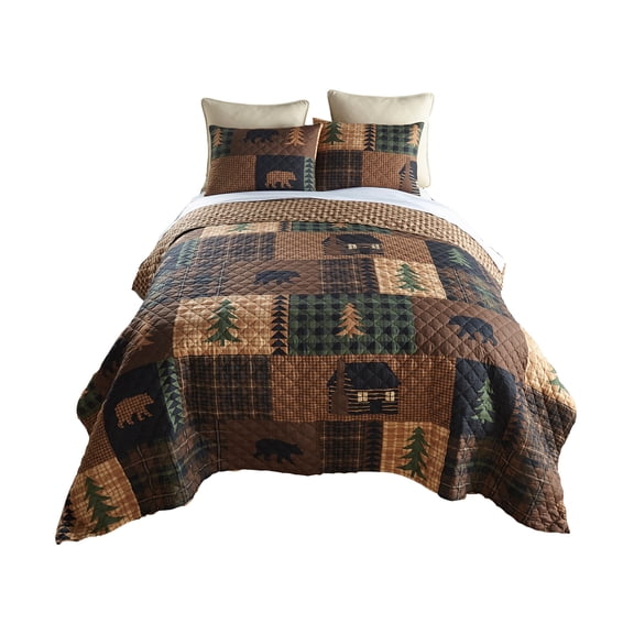 Your Lifestyle by Donna Sharp Brown Bear Cabin 3PC King Lodge Quilt Set