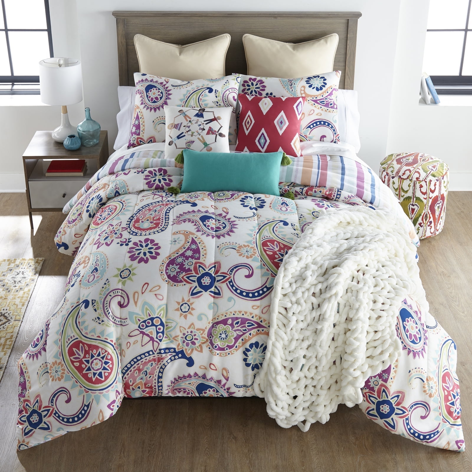 Paisley Floral Reversible Queen Microfiber Comforter Set