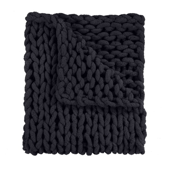 Donna Sharp Chenille Knitted Black Throw